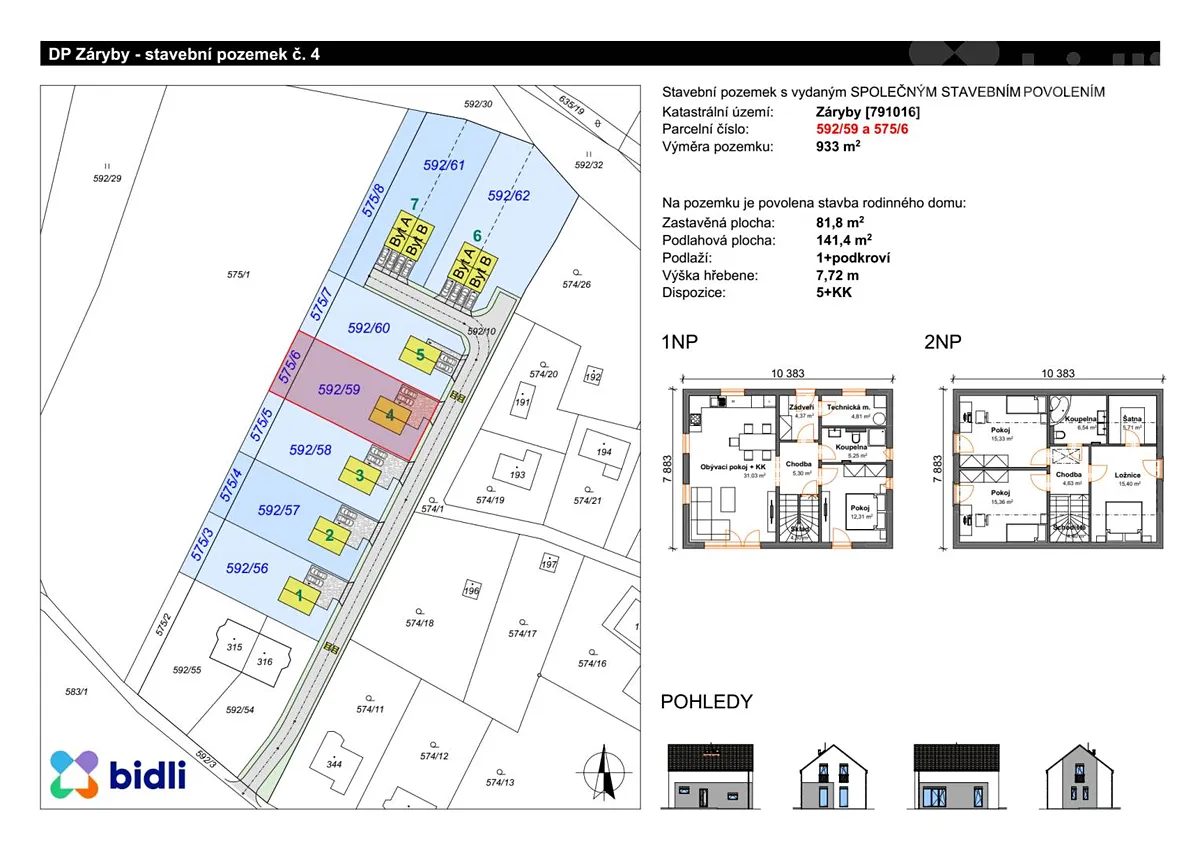 Prodej stavebního pozemku 933 m²